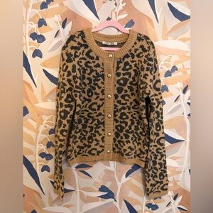 Leopard Print Button-Up Sweater Cardigan